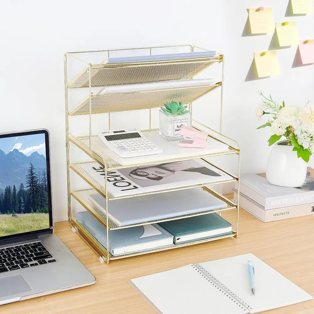 Organizador de papel con bandeja para cartas de 6 niveles, organizadores y accesorios de escritorio, organizador de archivos de escritorio, accesorios de escritorio de oficina para oficina