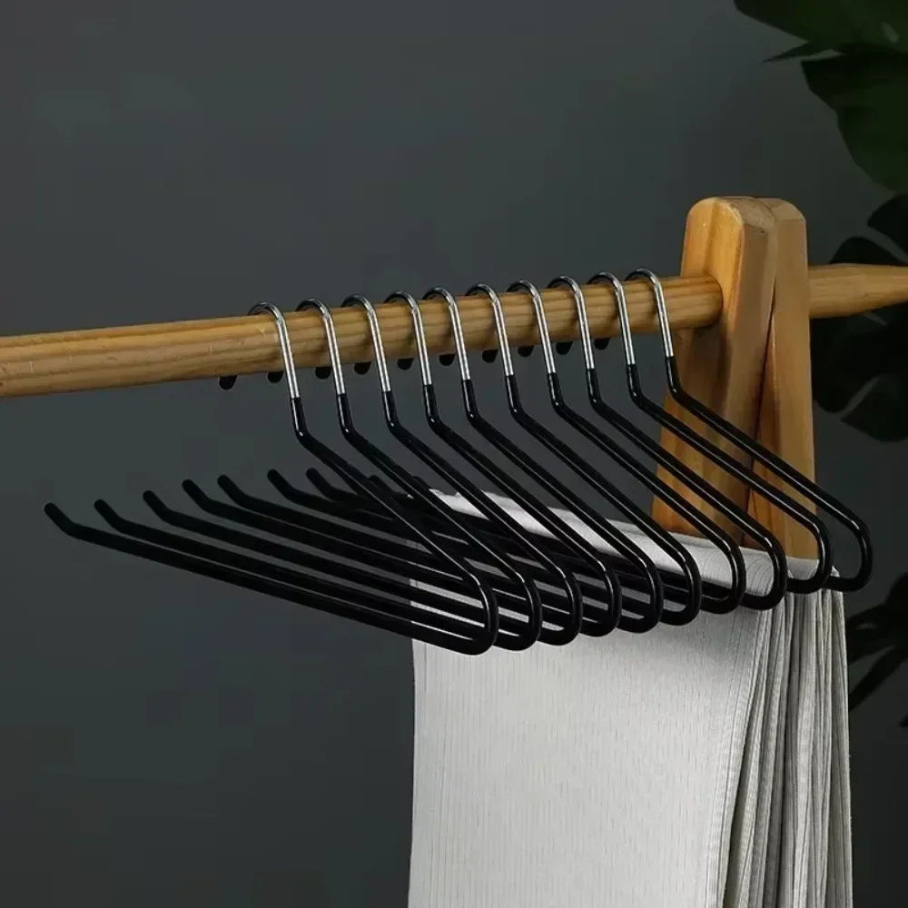 

5/10pcs Seamless Trouser Hanger Non-Slip Metal Shirt Trouser Hook Hanger Open Pant Coat Hanger Wardrobe Organzier Clothes Rack