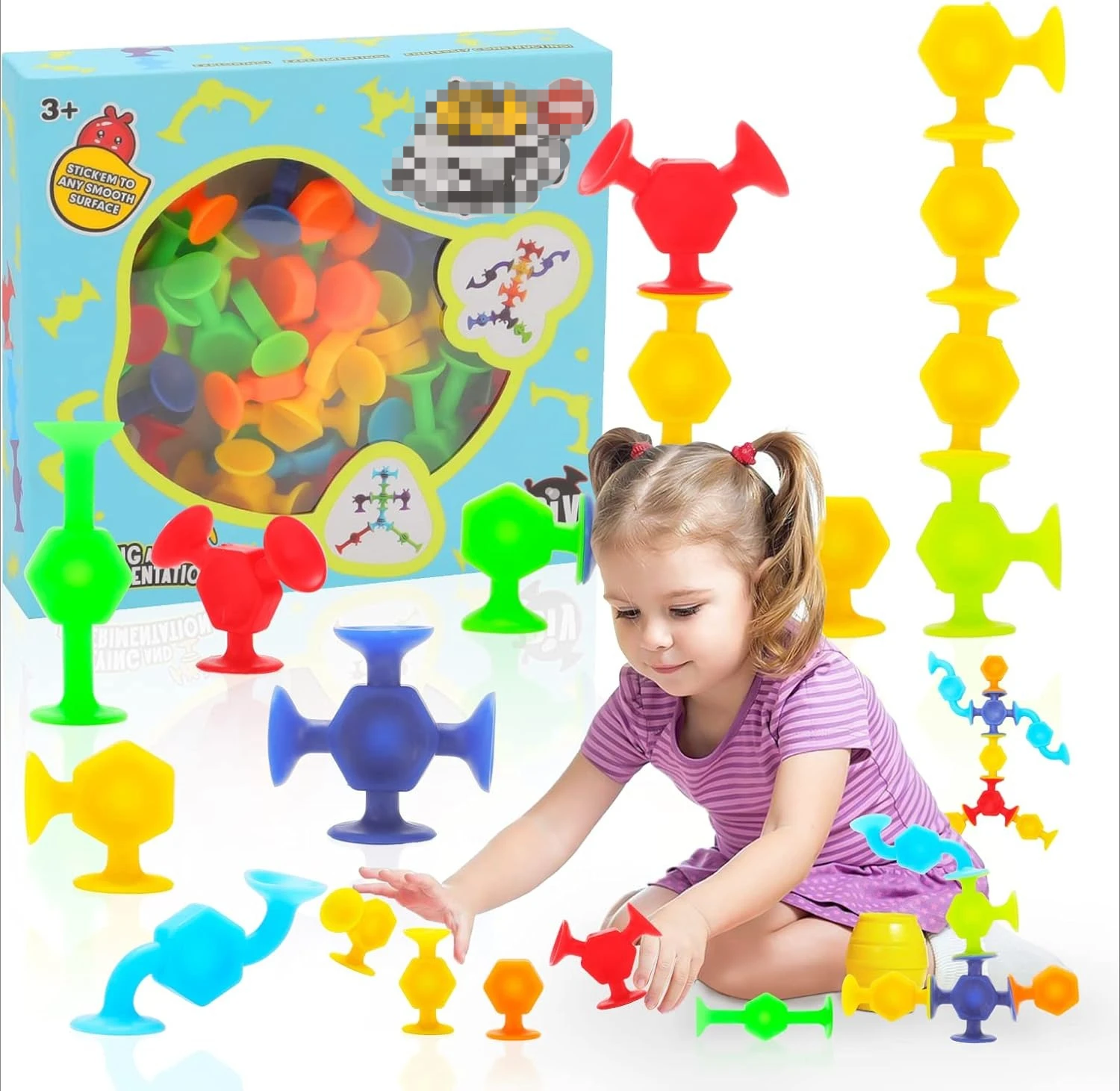 24 pçs otários montados brinquedos engraçado bloco de silicone modelo brinquedo de construção otário ventosa bloco de construção educacional crianças brinquedo