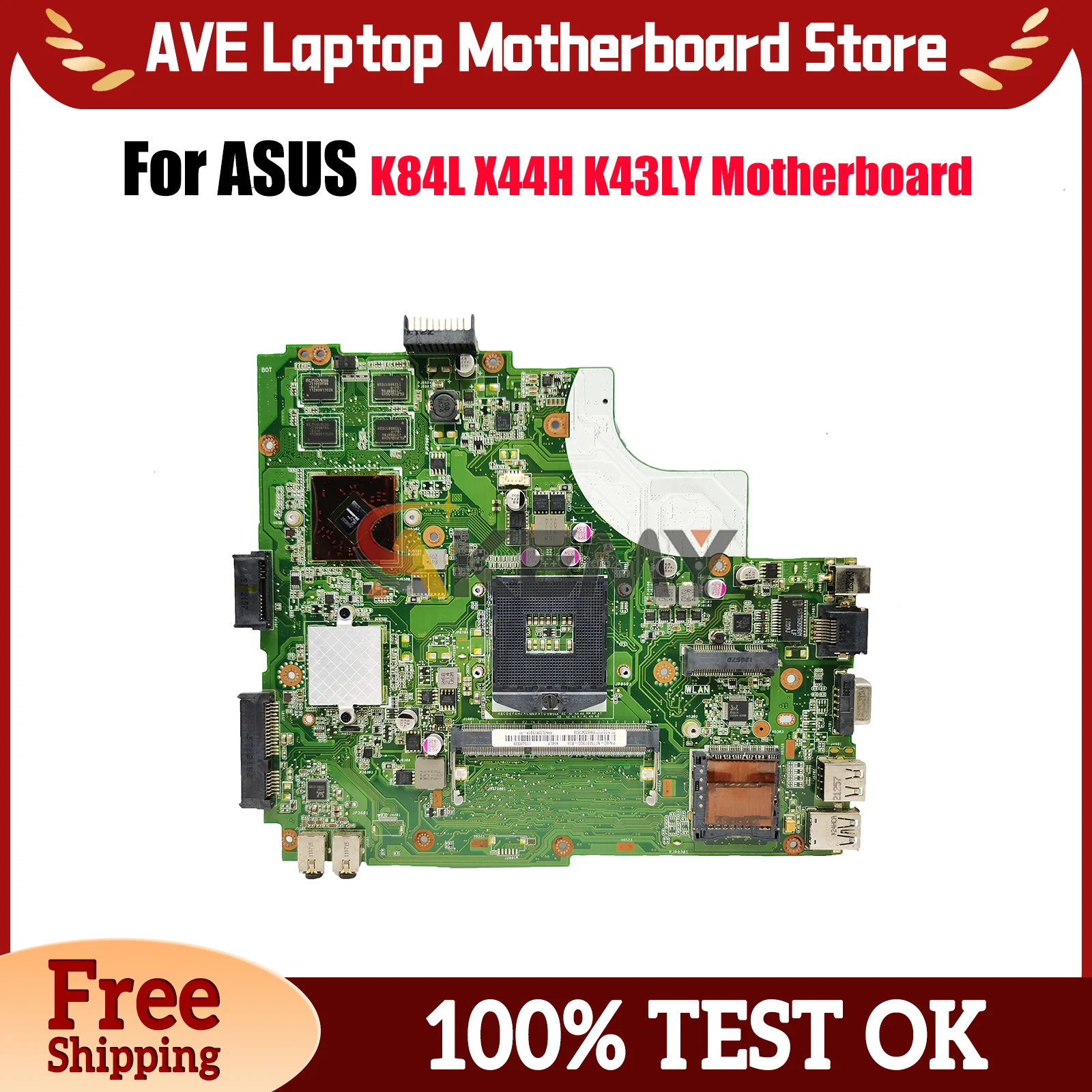 

K43LY Laptop Motherboard For ASUS K43LY K84L K43L X44H Notebook Mainboard This item is in stock 100% tests OK fast shipping