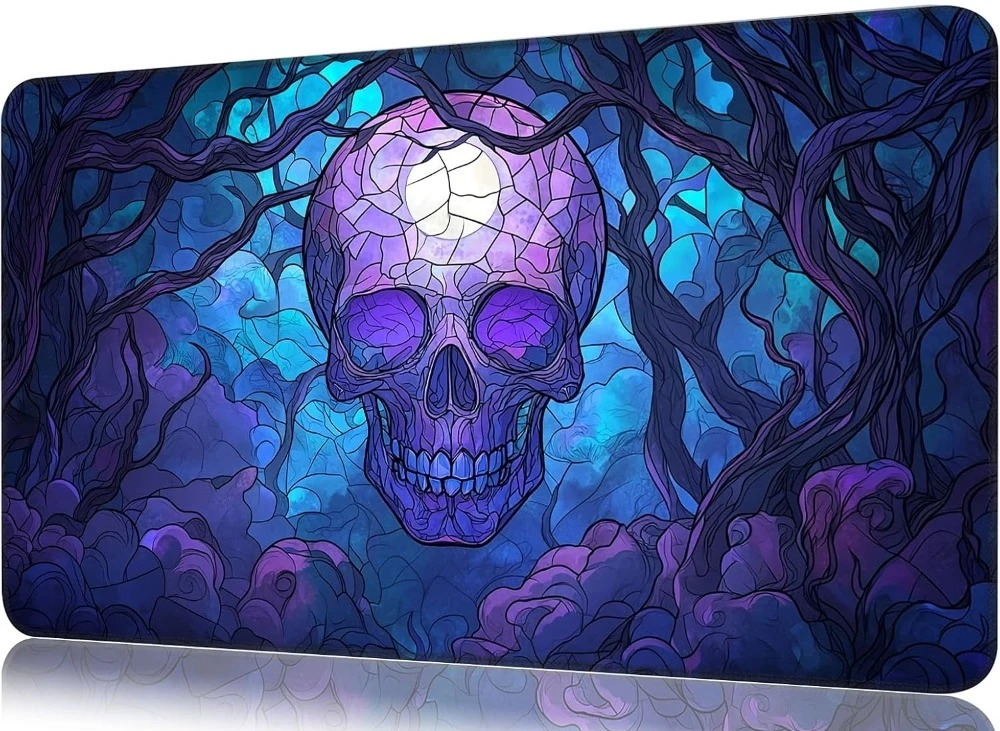 Purple Skull Zoned Play Mat Durable Office Deskpad Parties Gathering Card Game Mat Non-slip Keyboard PC Game MousePad Card mat