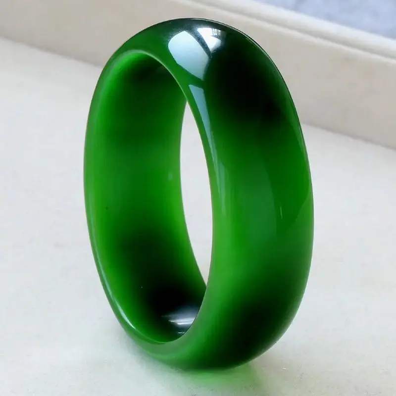 Green Opal Bracelet, Large Wide and Thickened Bracelet, Women's Model.