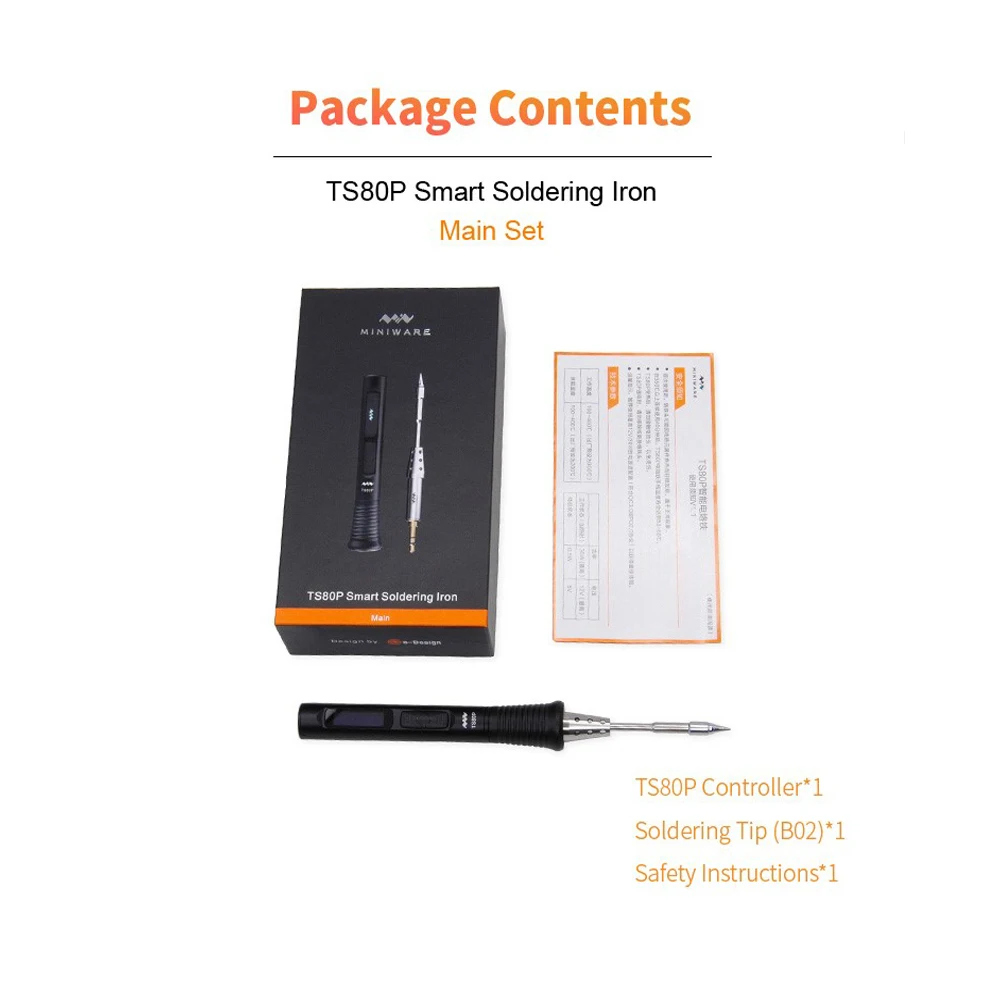 TS80P Smart Soldering Iron OLED Screen full body CNC Aluminum alloy casing TS80 Upgrade version With TS-B02 Audio tips tools