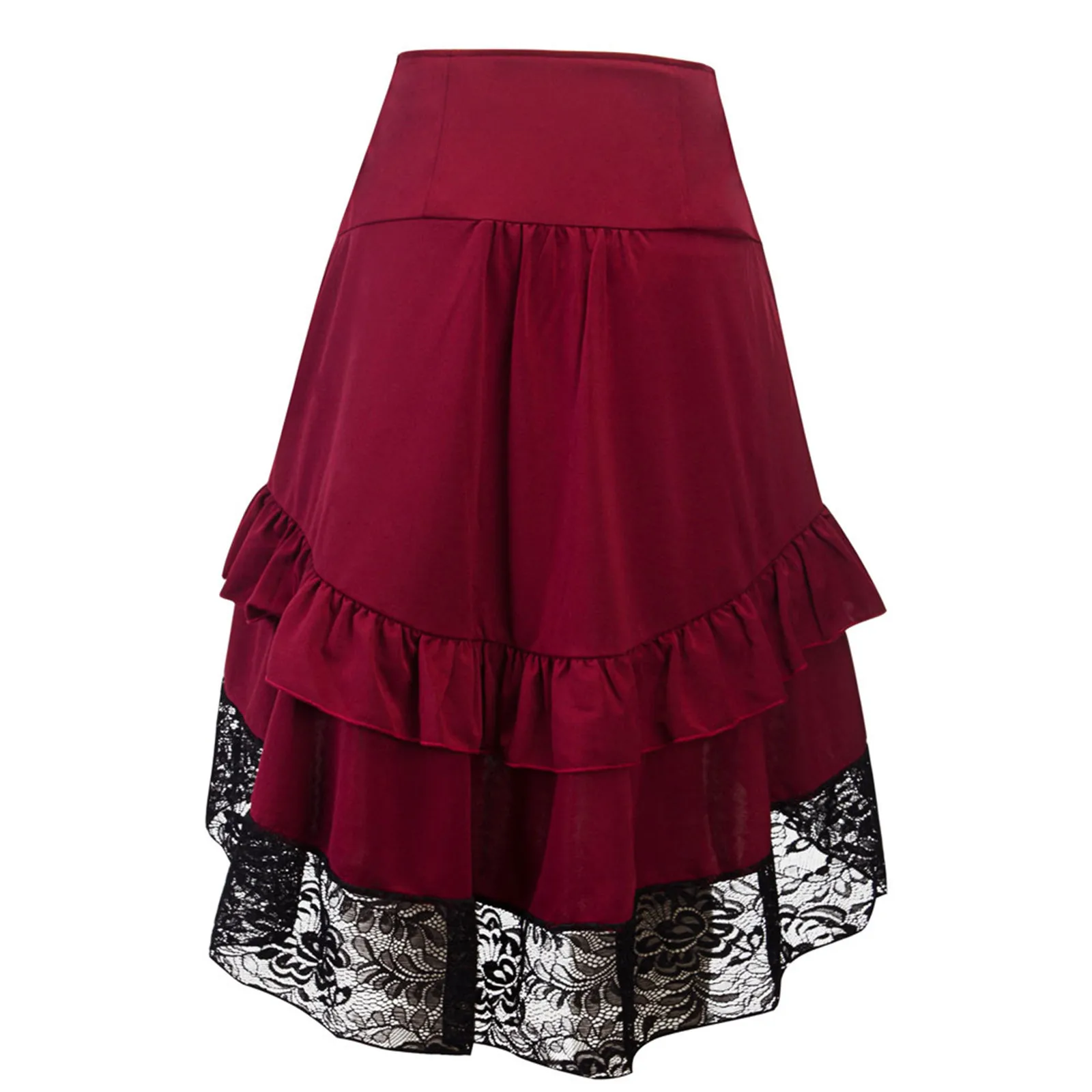 Women's Halloween Skirt Drawstring Lace Patchwork Gothic Party Wear Dress Skirt Stage Performance Women's High Waist Skirts