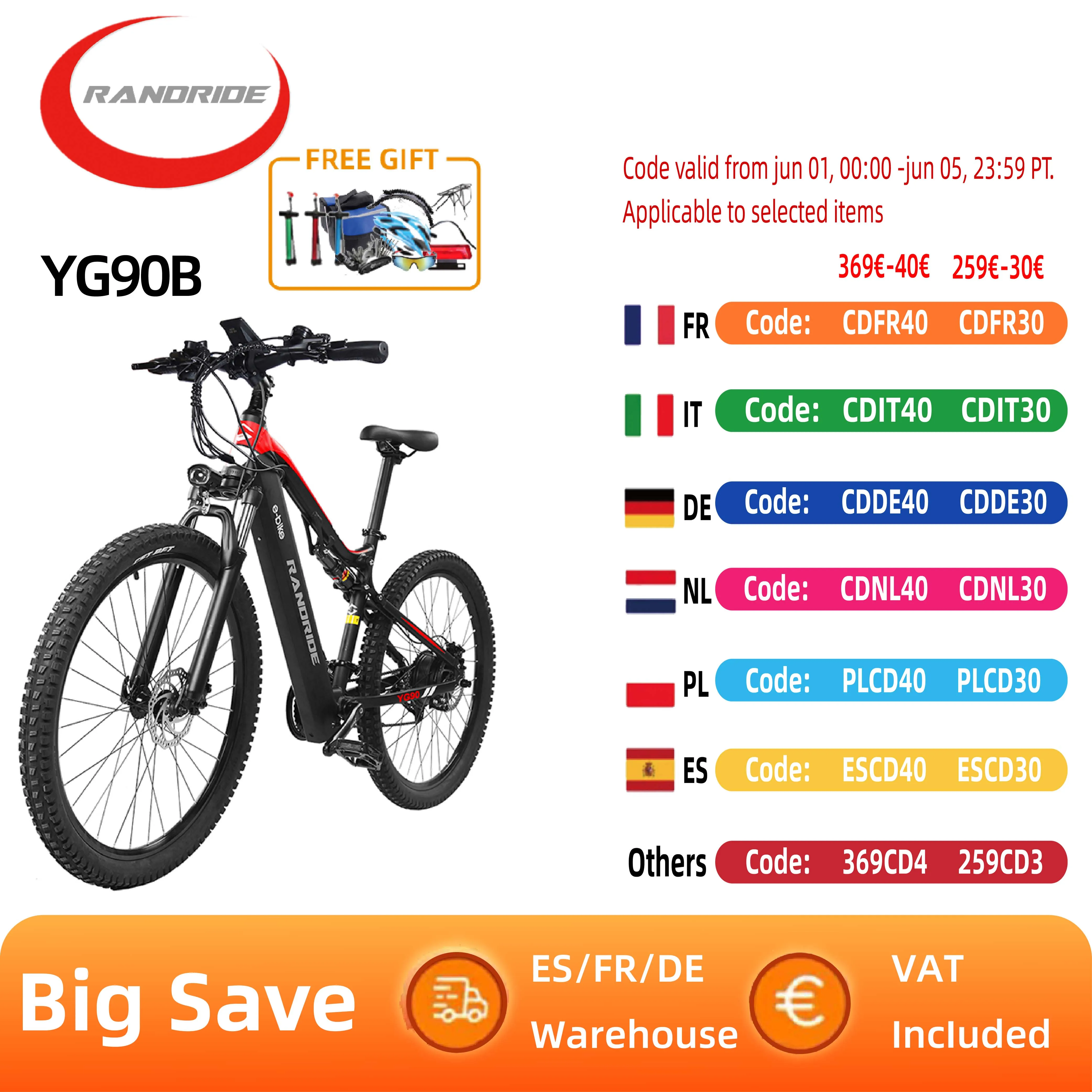 Randride yg90 Elektro fahrrad 1000w leistungs starker Motor 48 v17ah Batterie hydraulische Bremse