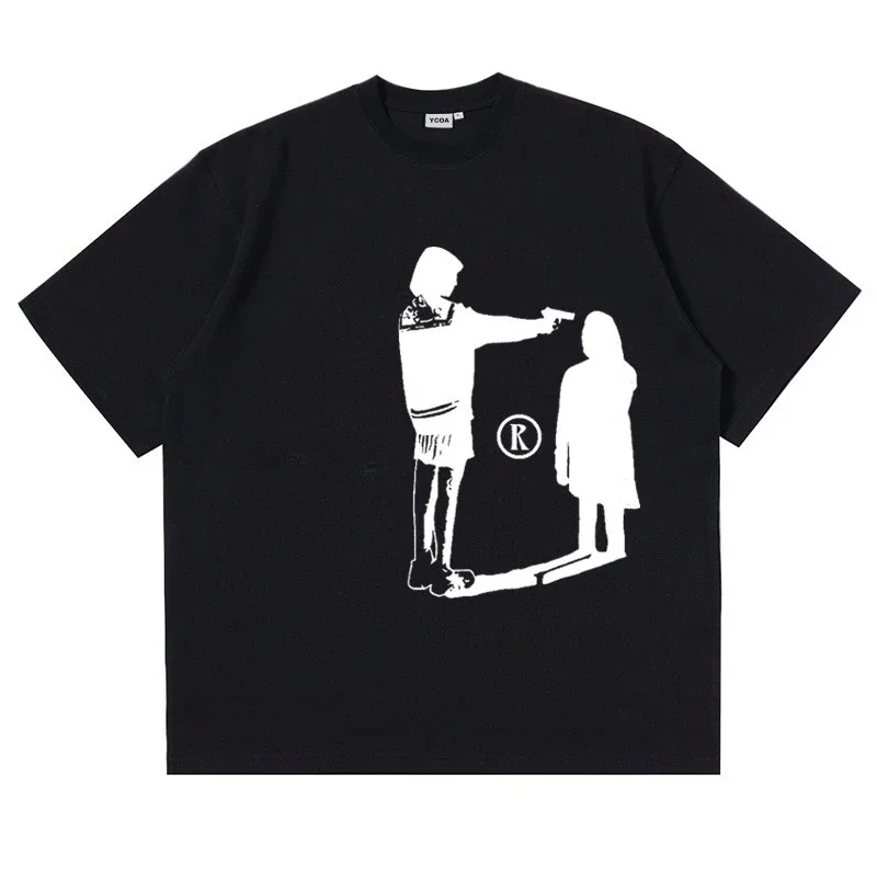 2025年新作 必需品 コットン ユニセックス Tシャツ ファッションプリント ソフトで通気性のあるクルーネック ファッション メンズ＆レディース Tシャツ ワンピース