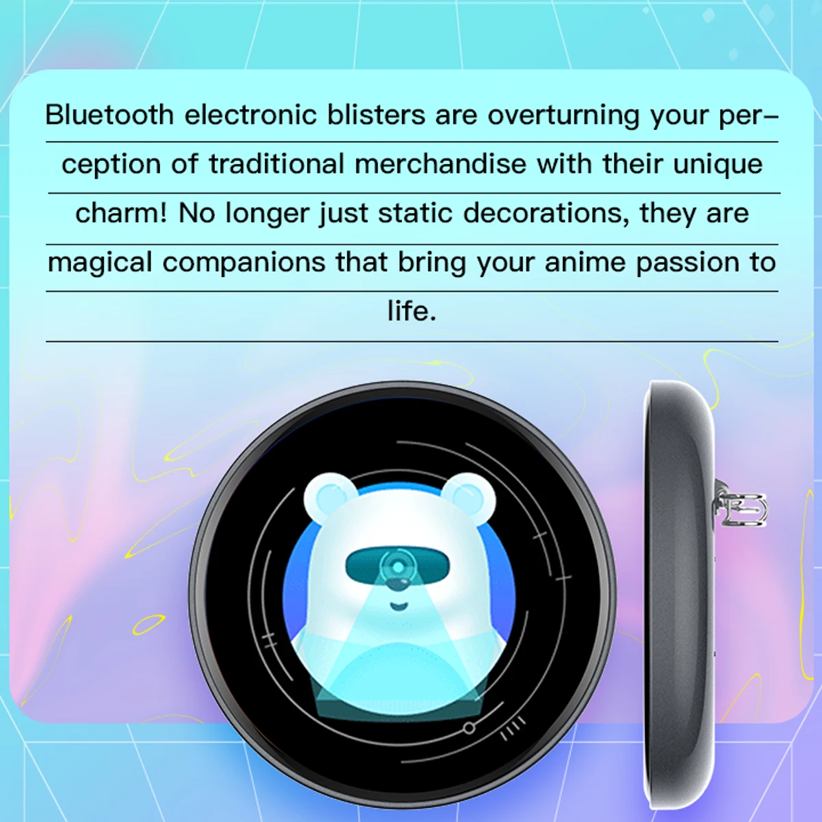 Smart Bluetooth Anime Digital Badge - 7 Color LED, Anime E-Badge Display Pin, App Control, Changing Images At Will，Creative Badg