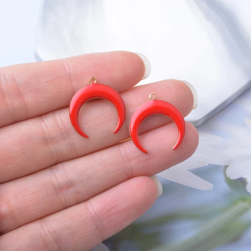 20 Stück Emaille-Mondanhänger aus Kupfer mit Öltropfen-Effekt, DIY-Schmuckzubehör für Ohrringe und Halsketten – Detail 11