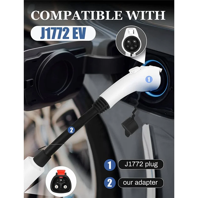 J1772 EV Adapter, 60 Amp 250V AC, for High Powered Connector, Destination Charger, and Mobile Connector - White