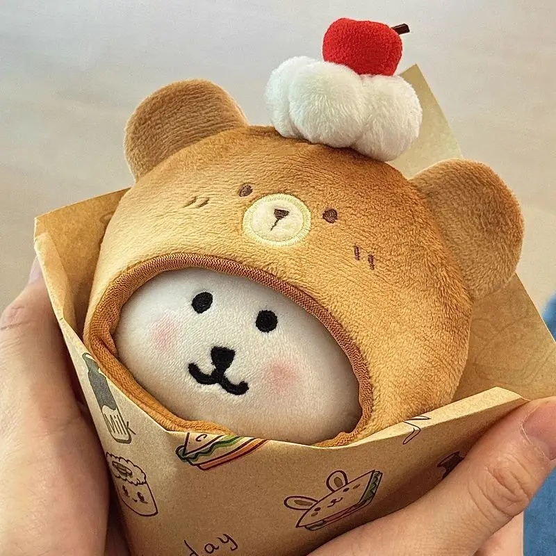 

10cm Plush Doll Animal Head Doll Clothes Decoration Toy Accessories Adorable Joke Bear Burnt Bread Series Headwear 2025