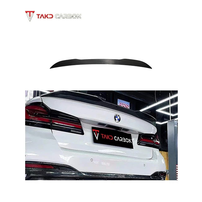 

TAKD Perfect Fitment Real Dry Carbon Fiber Rear Spoiler Wing Universal Trunk Spoiler for Cars for bmws 5 Series G30 2018-2020