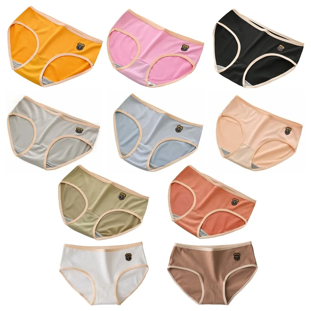 

6PCS Lingerie Cotton Crotch Simple Panties Breathable Mid Waist Underwear Women Underpants Large Size Briefs Intimates