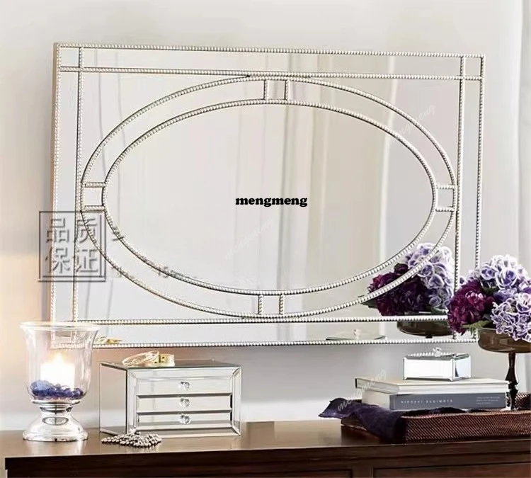 

European light luxury square porch fireplace decorative mirror bathroom mirror toilet cosmetic mirror