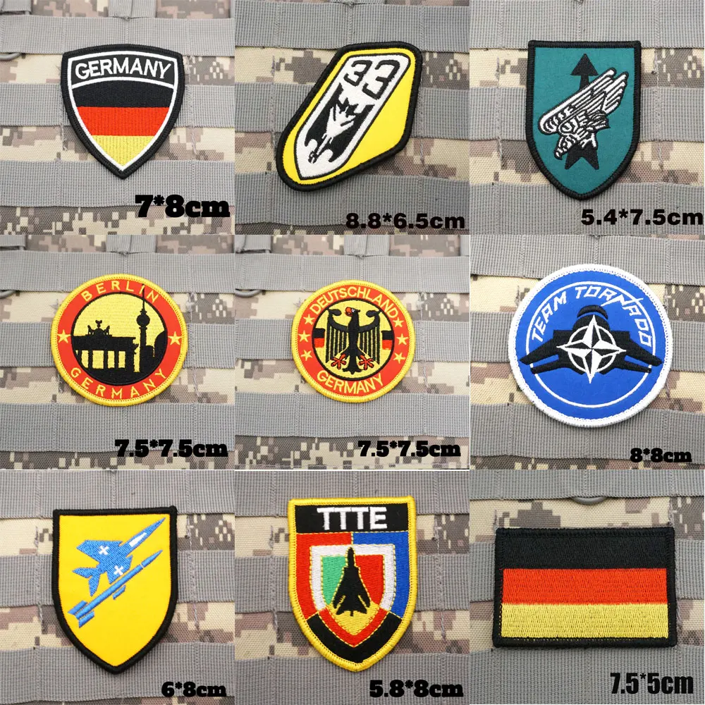 GERMANY FLAG Military Tactical Embroidered Patches  Armband Backpack Badge with Hook Backing