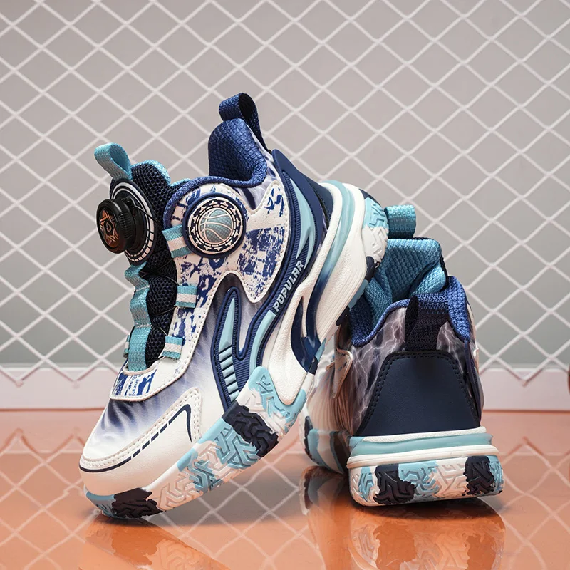 

Практичные баскетбольные кроссовки для мальчиков, осень 2023, новый стиль, студенческая повседневная обувь, противоскользящая и износостойкая детская спортивная обувь