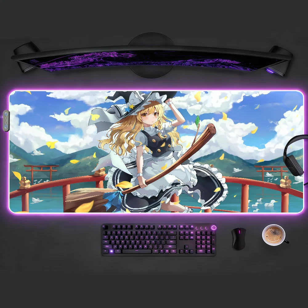 

Коврик для мыши Touhou Kirisame Marisa с RGB-подсветкой, нескользящий, резиновый, для игр, большой XXL, для компьютера и офиса, для клавиатуры