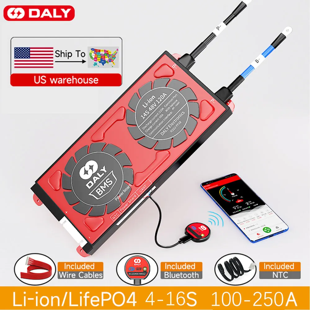 Daly Active Balancer Smart BMS Lifepo4 4S 12V 8S 24V 16S 48V 100A 150A 250A battery Bluetooth APP