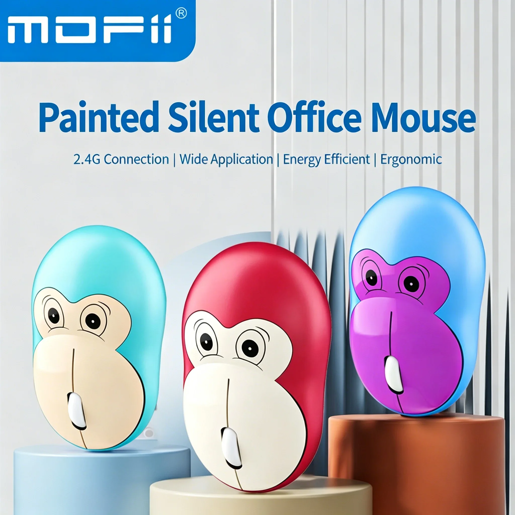 Cartoon Monkey Wireless Mouse Cute Silent 2.4G Plug and Play Portable Office Mice for Computer Laptop