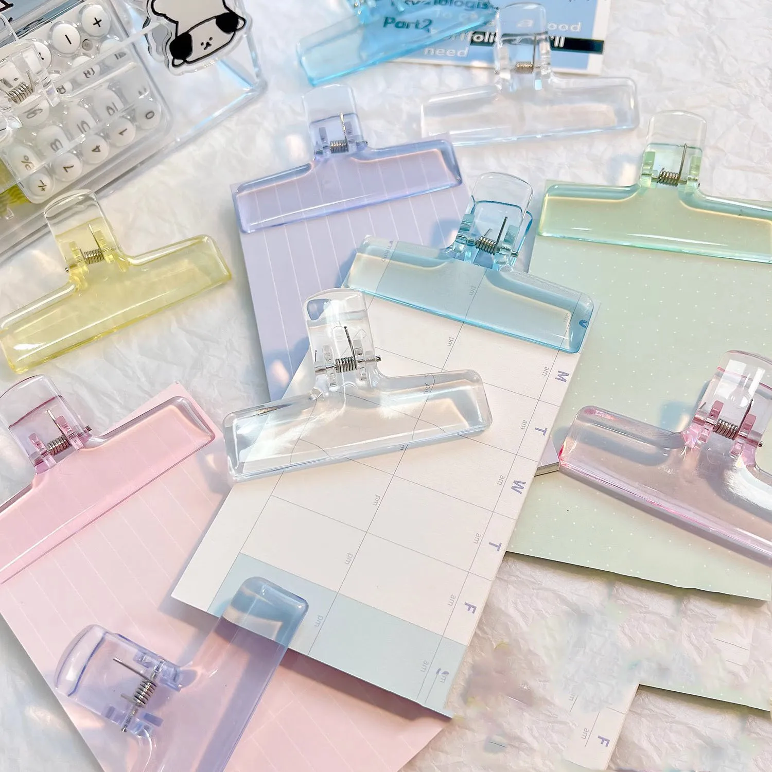 Transparent Pastel Color Binder Clips Multipurpose Paper Clamps Document Notebook Ticket Clips Office School Stationery