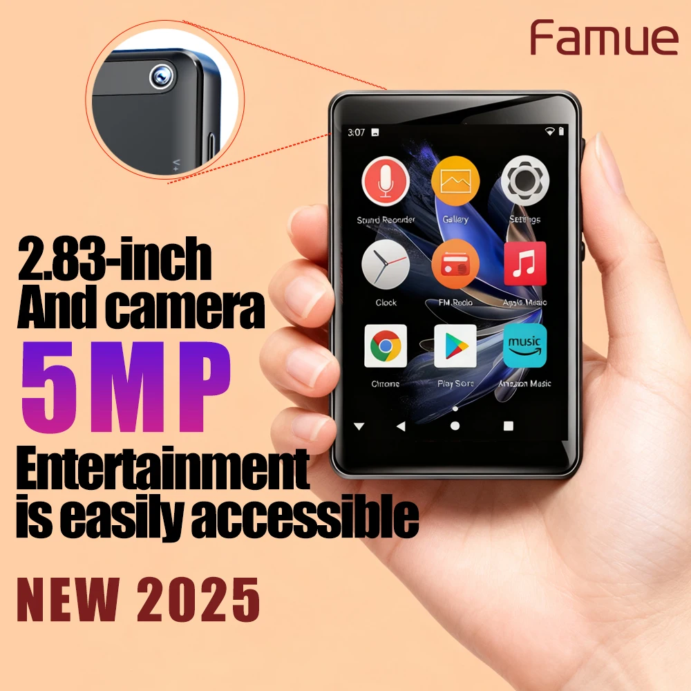 مشغل MP4 Famue 2.8 بوصة كاميرا 5 ميجابكسل أندرويد 10 واي فاي بلوتوث ذكي MP3/MP4 مشغل وسائط الجيب متجر جوجل بلاي تنزيل