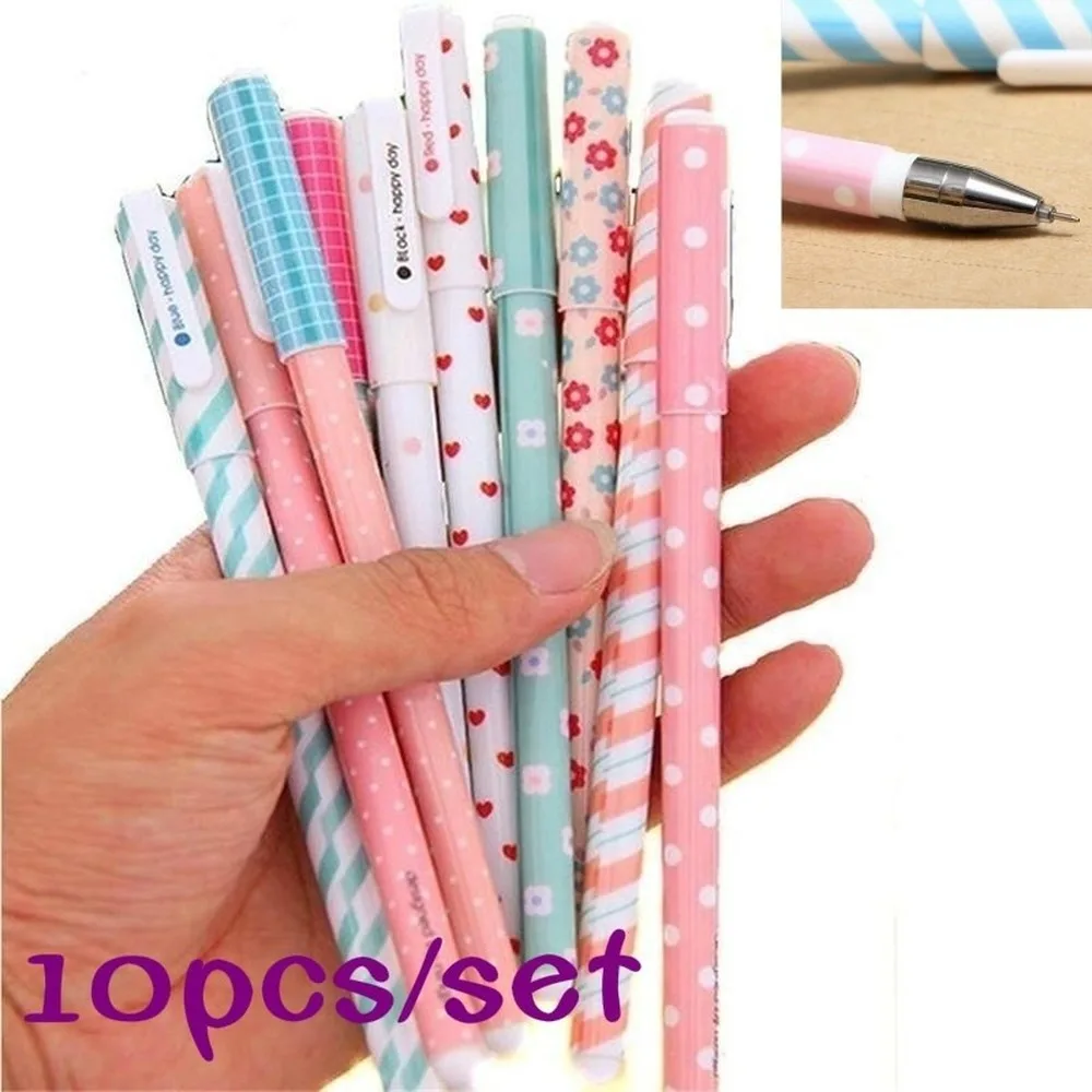 10 Pcs/Set Color Pen Flower Animal Starry Star Sweet Flora Colored Gel Pen 0.38mm Cute Pens for School  Stationary