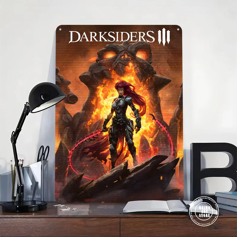 Fury From Darksiders III Personalized 3D Textured Metal Poster Wall Art Tinplate Sign for Vintage Decor Living Room Decoration