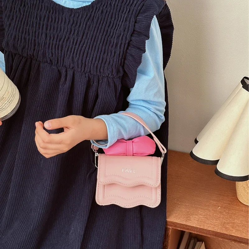 Sweet Bow Children\'s Small Square Shoulder Bags Lovely Women Girls Mini Crossbody Bag Cute Princess Coin Purse Chain Handbags