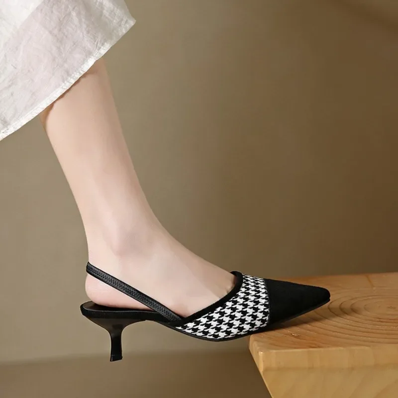 Sandales d'été Sexy pour femmes, sandales pointues, talon fin, talon moyen, chaussures à talons hauts, mode 2025, nouvelles chaussures pour femmes, escarpins