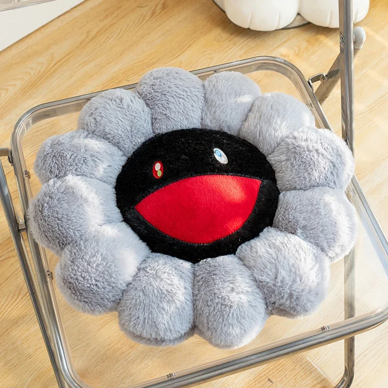 40x40cm escuridão cinza preto girassol assento almofada esqueleto mal redondo flor planta travesseiro de pelúcia piso interior sofá decoração presente