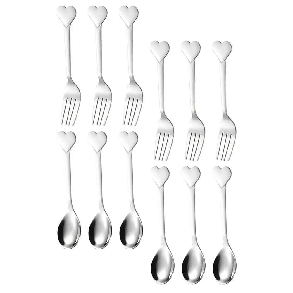 

1 Set Multi-Function Heart-Shaped Fork Spoon Cutlery Set Reusable Stainless Steel Eating Utensils For Party Home Hotel Kitchen