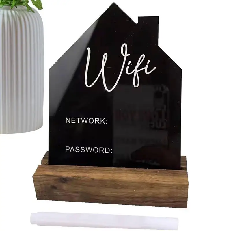 WiFi Sign With Acrylic Erasable Pen Rewritable Handwriting Account & Password Public Wifi Notice Sign For Guests Home Business