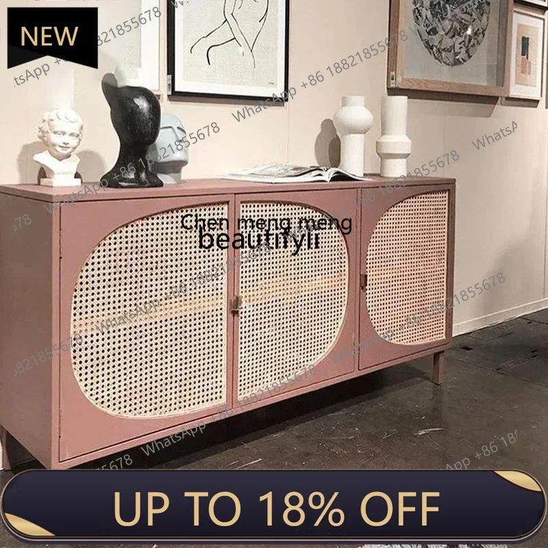 

P178 l5 lSideboard Cabinet Solid Wood Nordic Home Living Room Storage Cabinet Rattan Creative B & B Locker