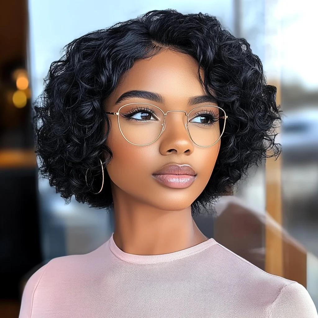 

Sleek Short Bodywave Bob Human Hair Wigs For Women Short Body Wave Lace Wigs Brown Highlight Colored 5X1 Lace Bob Hair Wigs