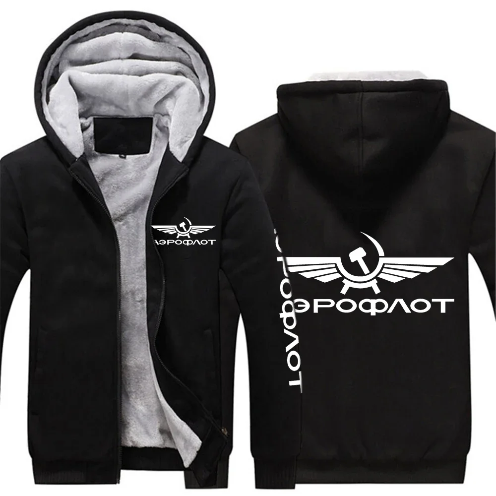 2024 Aeroflot Aviation Russe Logo Printed Autumn Winter Men's Solid Knitted Casual Comfortable Cold Prevention Thickened Hoodies