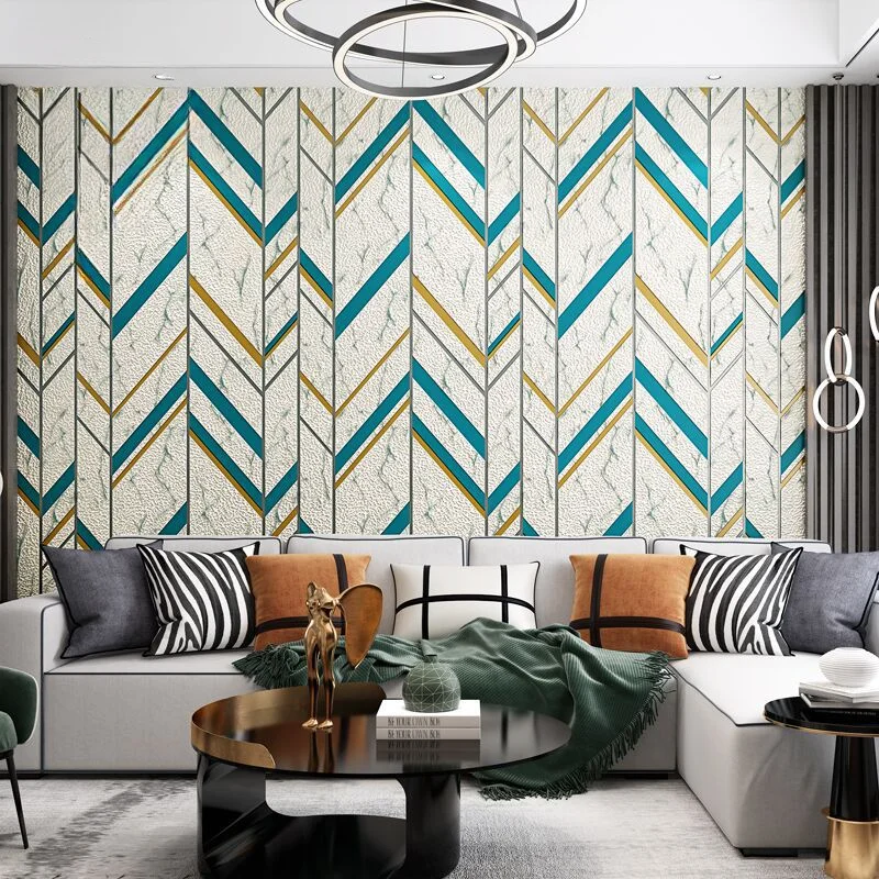3D Non-woven Geometric Stripe Wallpaper Deerskin Velvet Wall Paper Living Room TV Background Bedroom Home Decor Papel De Parede