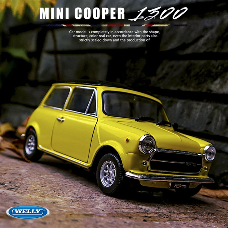 

Модель автомобиля WELLY 1:24 MINI COOPER 1300 из сплава, металлическая игрушка под давлением, Классическая мини-модель автомобиля, коллекционная имитация высокой частоты, детские подарки