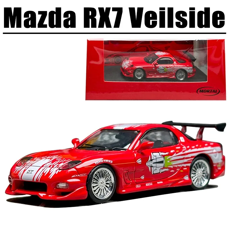 モータルメタルアロイおもちゃの車,マツダrx7ベールサイド,限定版,スケール1: 64,ギフト