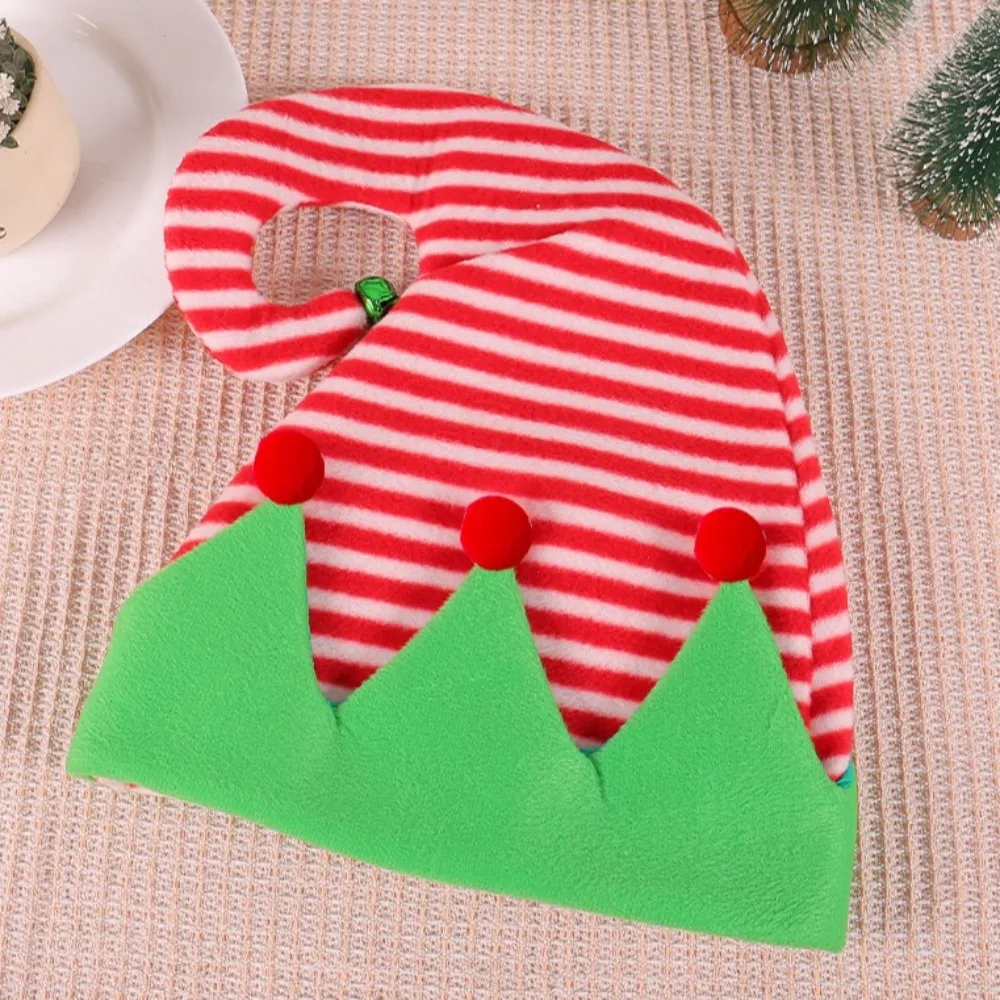 New Creative Ball Stripe Xmas Cap Soft Party Supplies Red Santa Elf Hat New Year Christmas Xmas Outdoor Christmas Hat