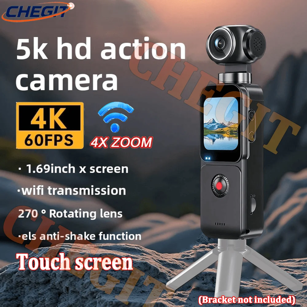 كاميرا الجيب بشاشة 1.69 بوصة 4K/5K Ultra WIFI أو شاشة تعمل باللمس 270 °   Vlog Mini Sports Cam Helmet مسجل سائق الدراجة للسفر