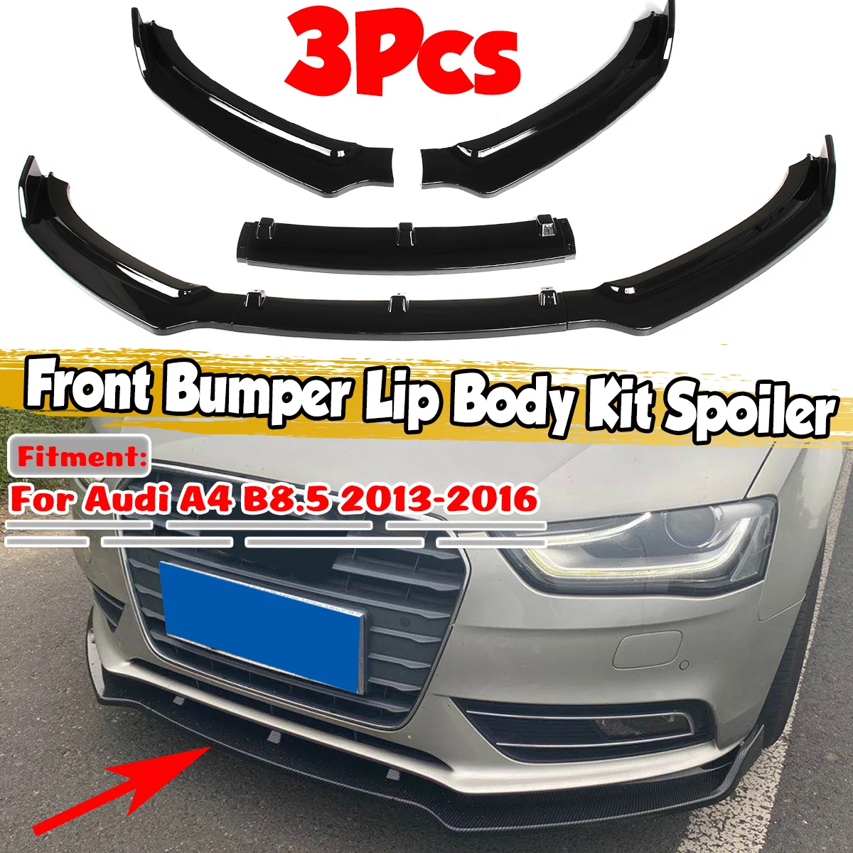 A4 B8.5 Auto Paraurti Anteriore Splitter Lip Spoiler Diffusore Protezione Corpo Kit Spoiler Copertura Per Audi A4 B8.5 2013 2014 2015 2016