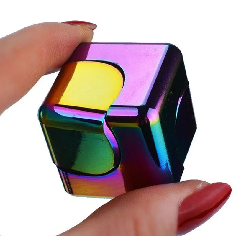 Square Magic Dice Metal Rotate Cube Fidget Spinner Anxiety Stress Relief Gifts Kids Adults Brinquedos Para Alívio Do Estresse