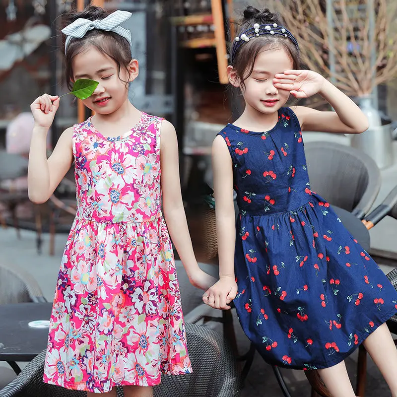 

Summer Kids Dress for Girls New Fashion Girls Cool Refreshing Princess Party Dresses 2-10 Year Old Floral Young Children Clothes