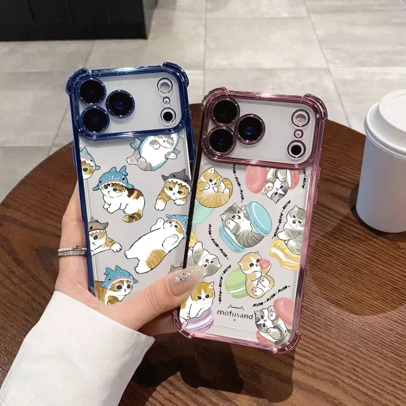 Étui de téléphone mignon Mofusand Cat pour Xiaomi 17T Pro 15T POCO X8 Pro Max Ultra F7 M7 X7 X6 X5 Pro F5 5G, coque de téléphone électroplaquée