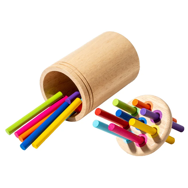 Jouets Montessori en bois pour enfants, Tube de bâton en bois, Classification des couleurs, formation, jouet Puzzle Montessori