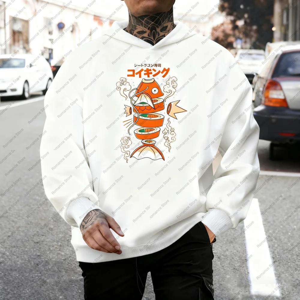 Japanese style Hoodie Pokémon King Carp Magikarp Sushi Sashimi Loose Autumn and winter Tops Men's Hoodies Women's Hoodies