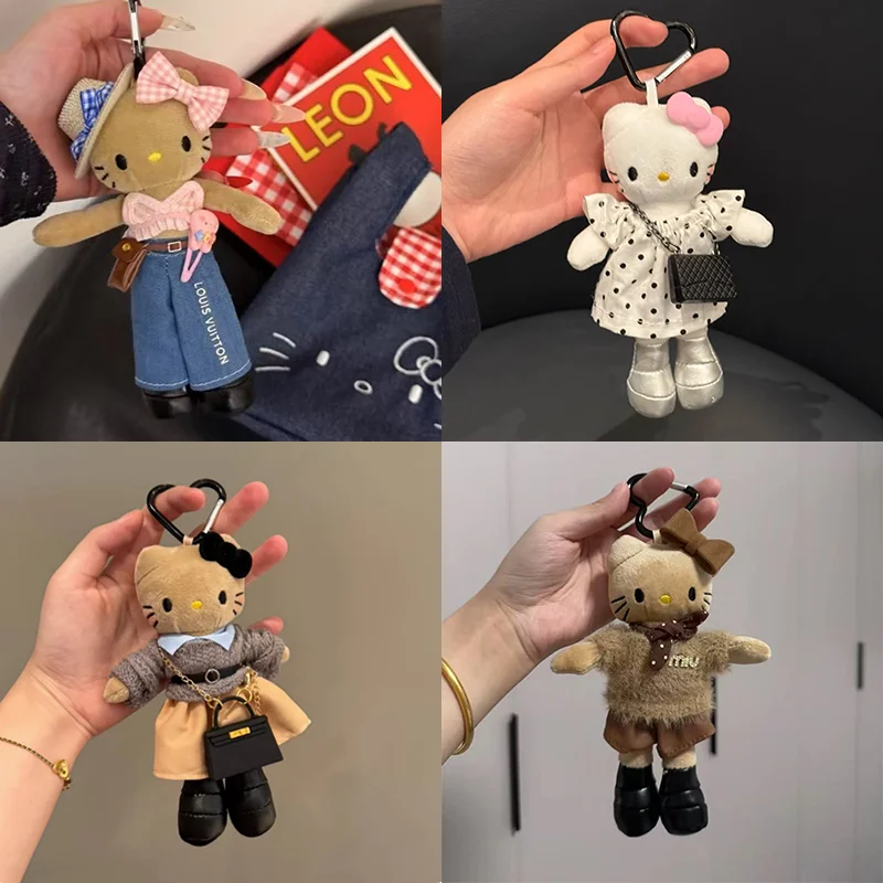 新しいかわいいサンリオハローキティアニメ人形ラブバックルキーホルダーバッグぶら下げ飾りガーリーオーバーオール漫画縫いぐるみ人形女の子ギフト