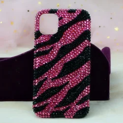 Korean Girl's Pink Zebra Crossing Rhinestone Phone Case for Samsung S24 Ultra Galaxy A54 5G A53 S24 Ultra S23 S22 Plus S21