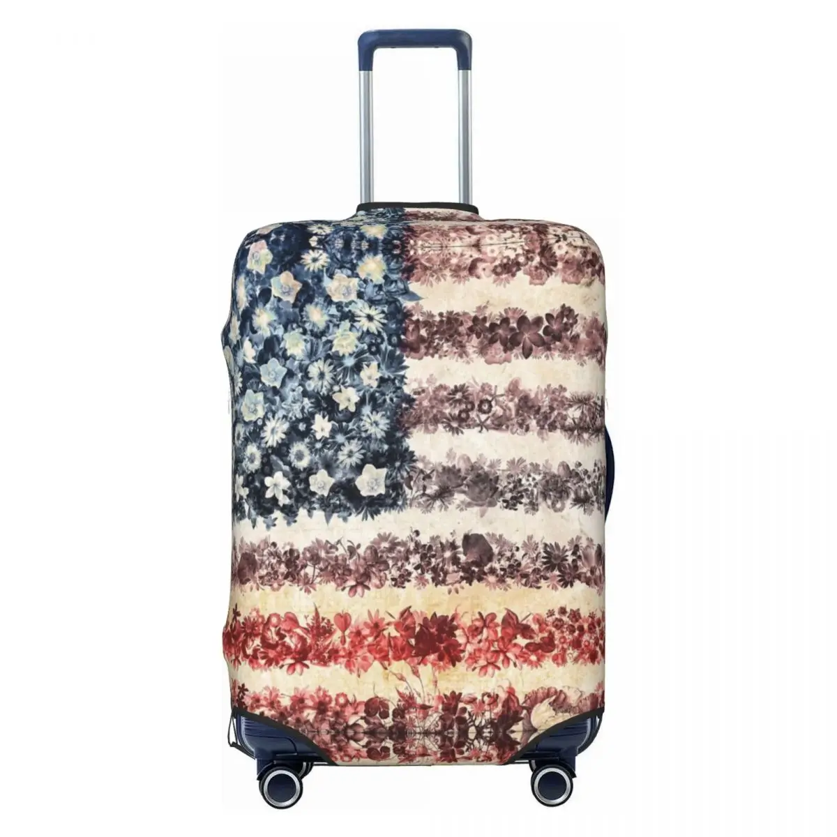 Usa Flag American Flag Floral Suitcase Cover Fun Business Protector Luggage Case Vacation