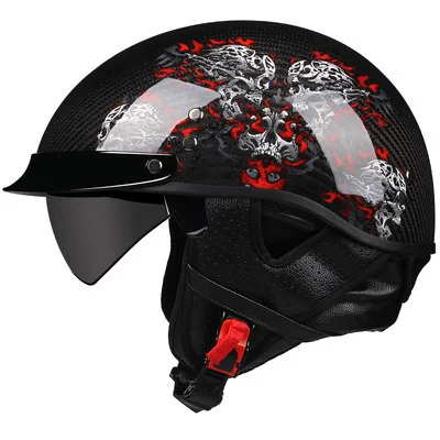 

2022 New DOT Japanese Style Retro Motorbike Helm carbonfiber Motorcycle Helmet Open Half Face for man women Moto Bike