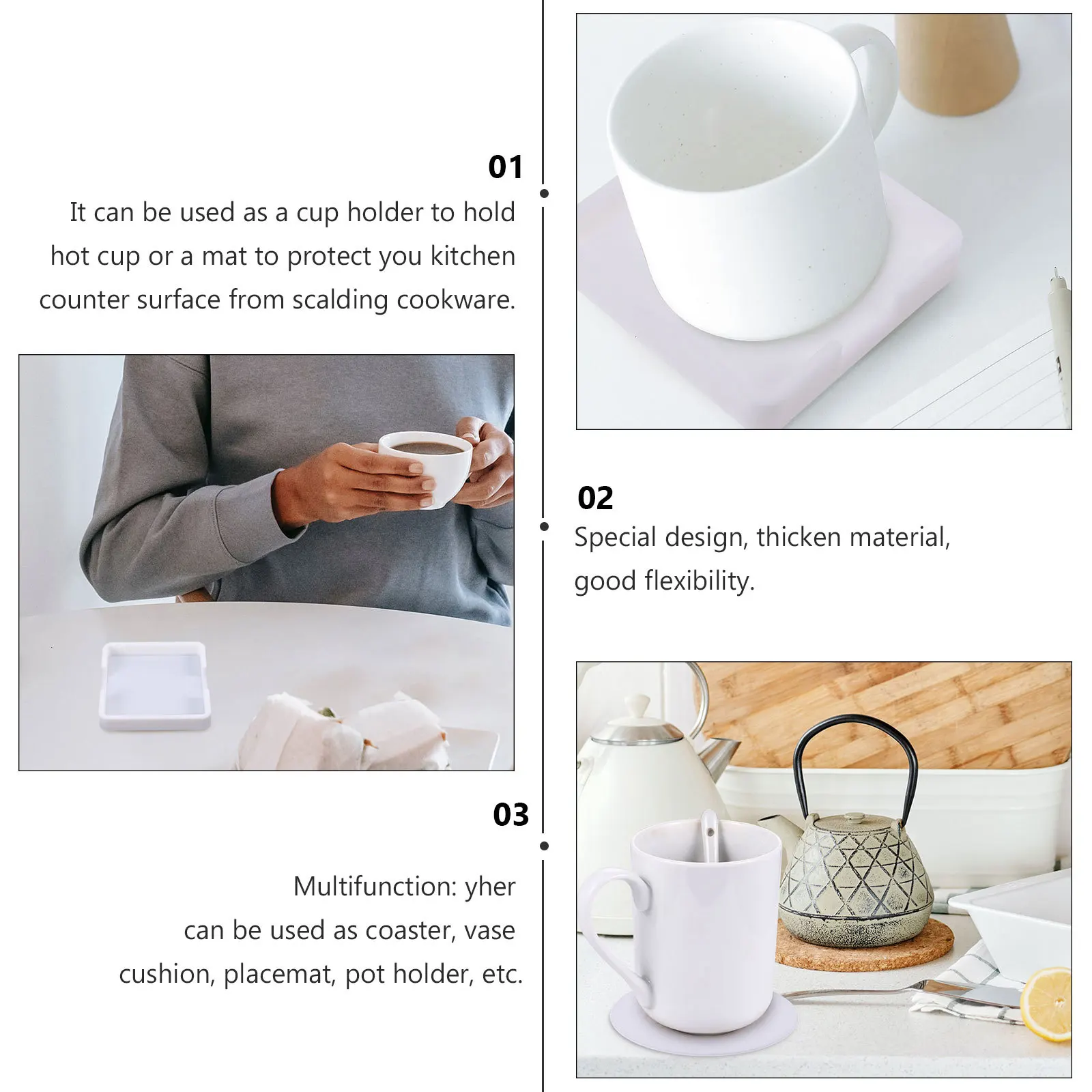 

7Pcs Silicone Cup Coaster Heat Resistant Non-Slip Pads Insulation Mat Table Placemat Protector Cup Coaster Insulation Mat